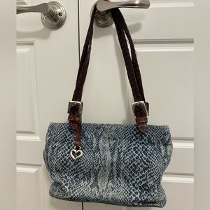 Vintage Brighton Blue Snakeskin Print Canvas Tote Bag 💙🐍